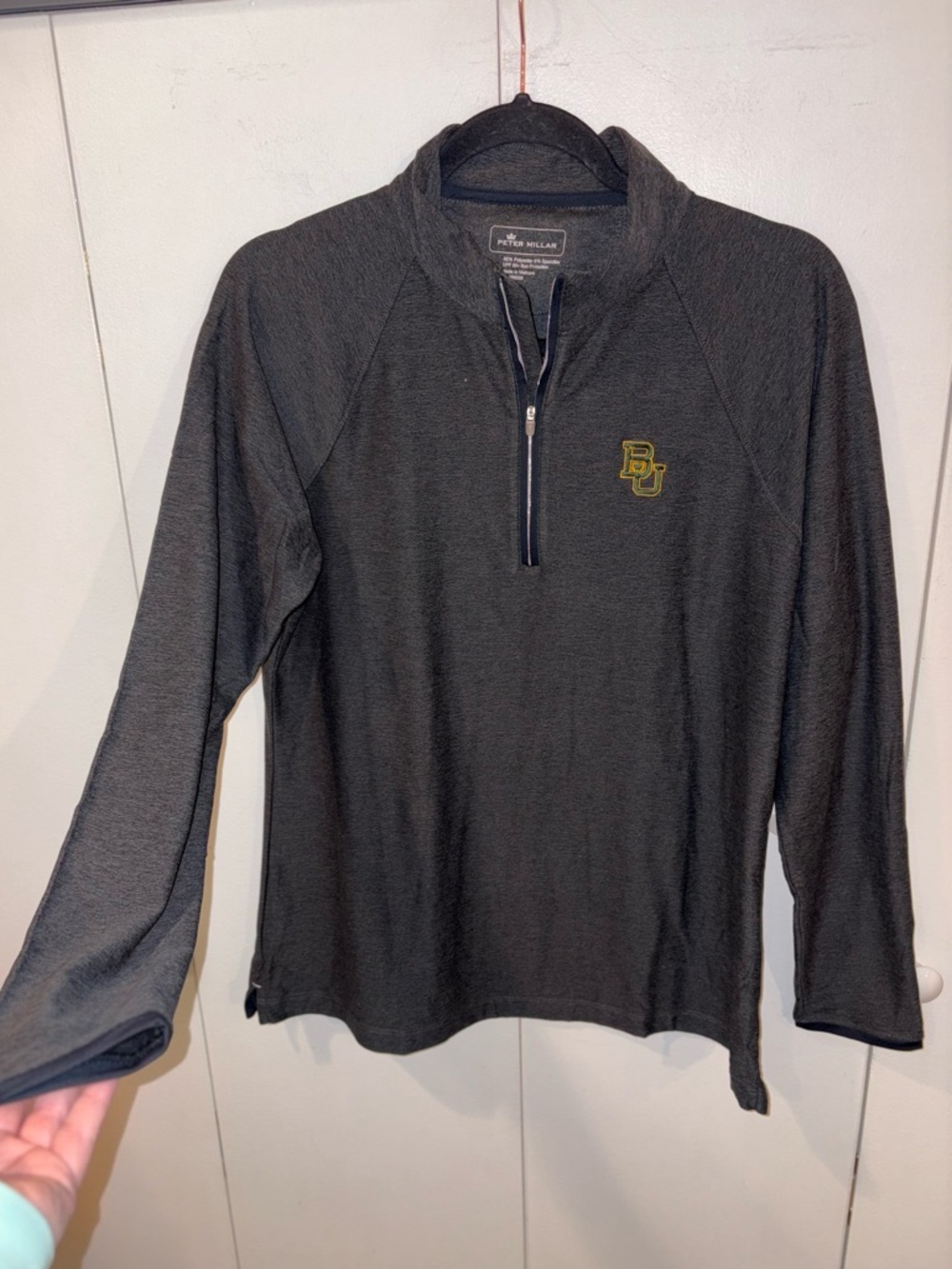 Peter Millar Baylor Women’s Raglan Sleeve Boston University Quarter Zip BU - Picture 2 of 6
